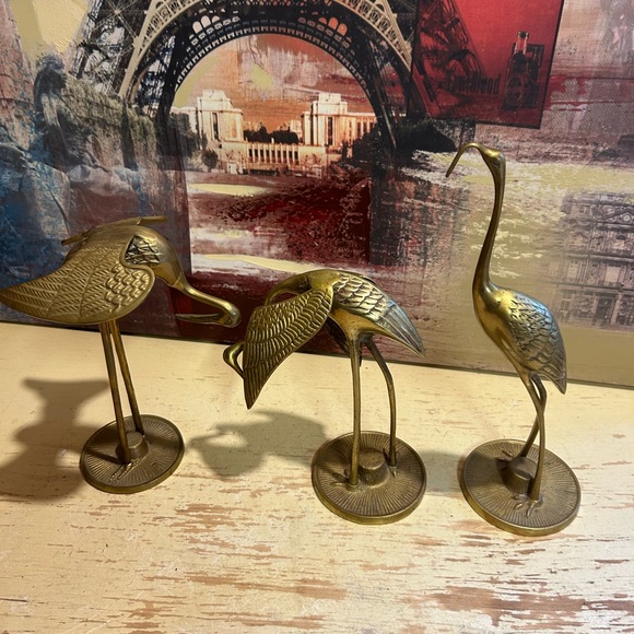 stunning Set Of 3 Vintage Brass Storks figurines - Picture 1 of 10